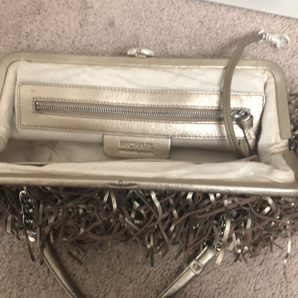 Michael kors bag. Soft metallic leather fringe and beads. With bag.authentic - Picture 6 of 12